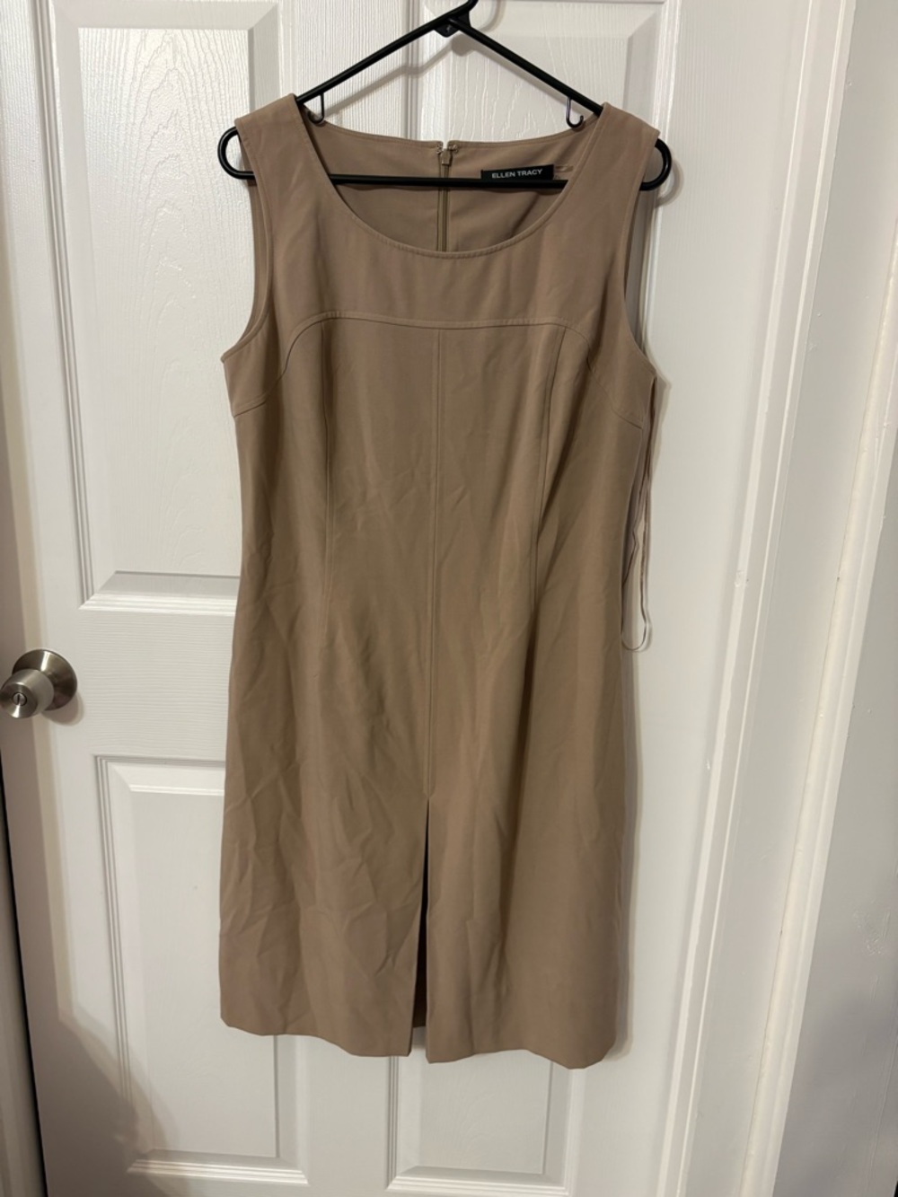 Ellen Tracy Taupe Knee-Length Sheath Dress